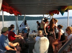 Enjoying the summer weather at the lab pontoon boat party.